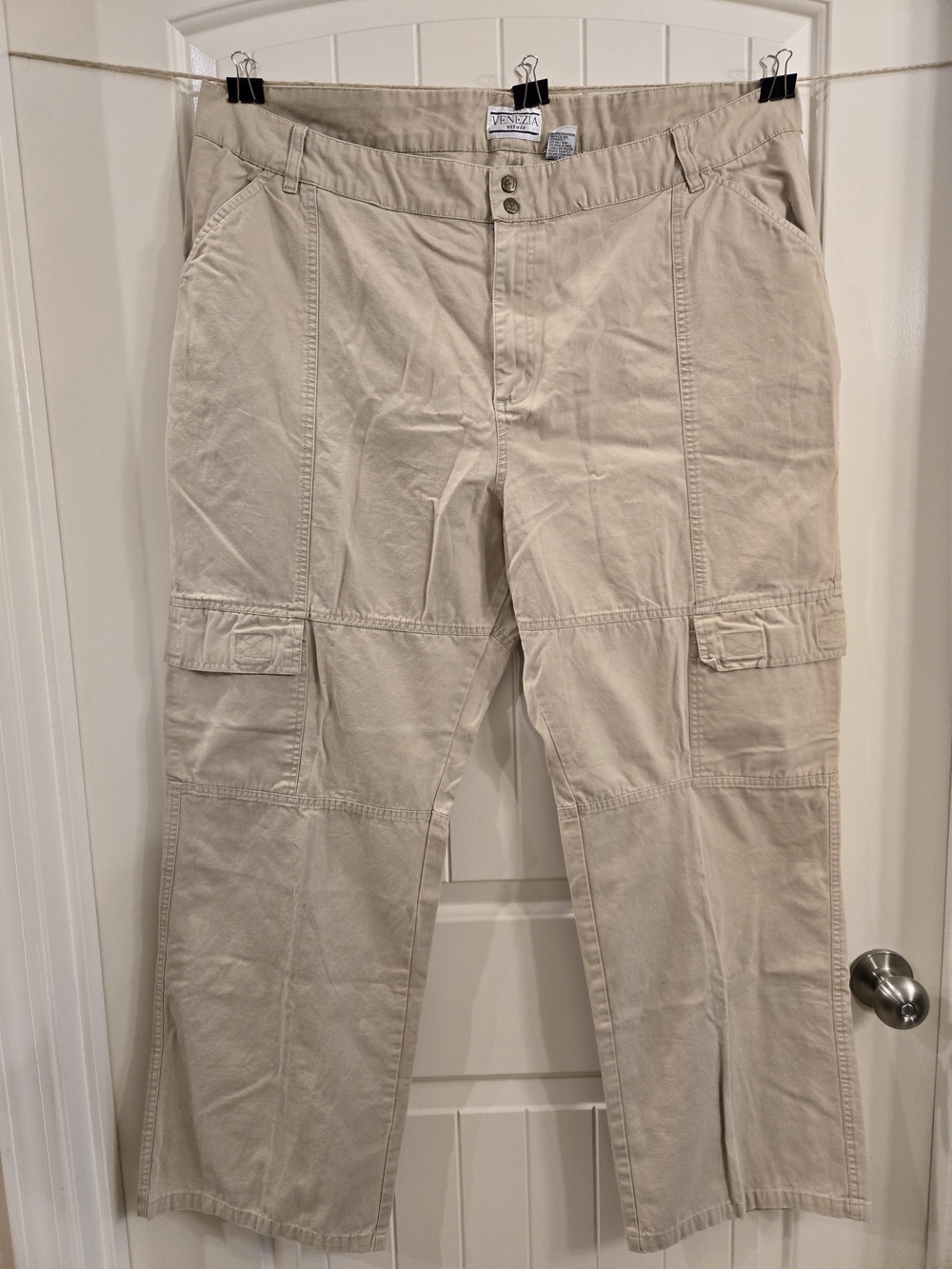 Venezia Womens Tall Khaki Cargo Pants - Beige Size 24